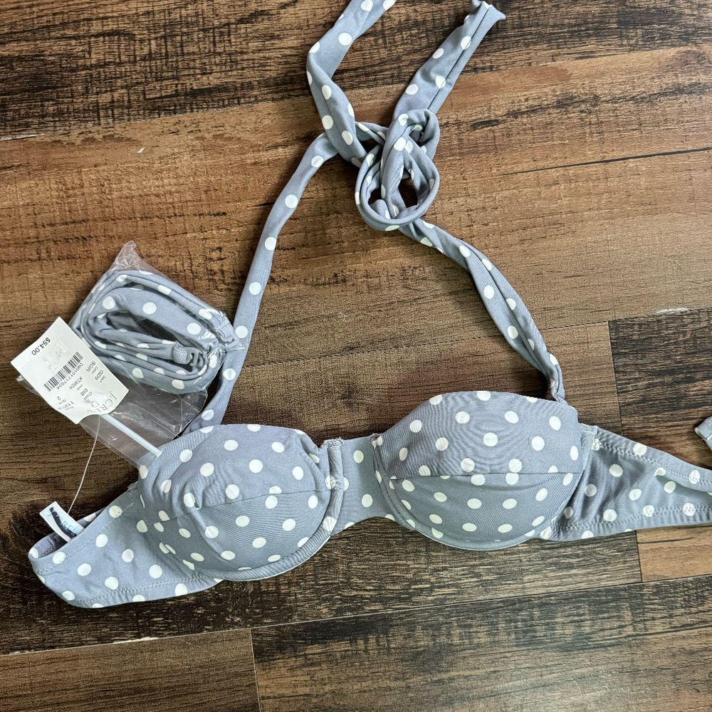 J. Crew Grey Polka Dot Padded Push Up Bikini Top